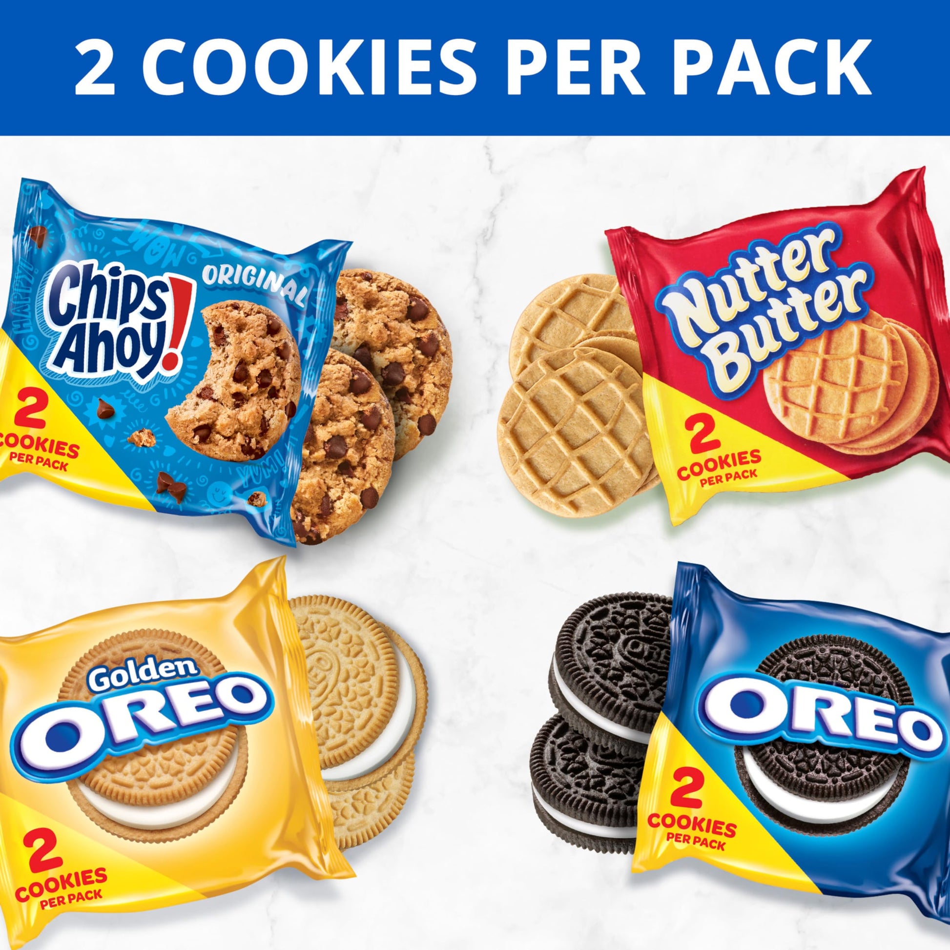 OREO Original, OREO Golden, CHIPS AHOY! & Nutter Butter Cookie Snacks Variety Pack, 56 Snack Packs (2 Cookies Per Pack)-UPStoxs