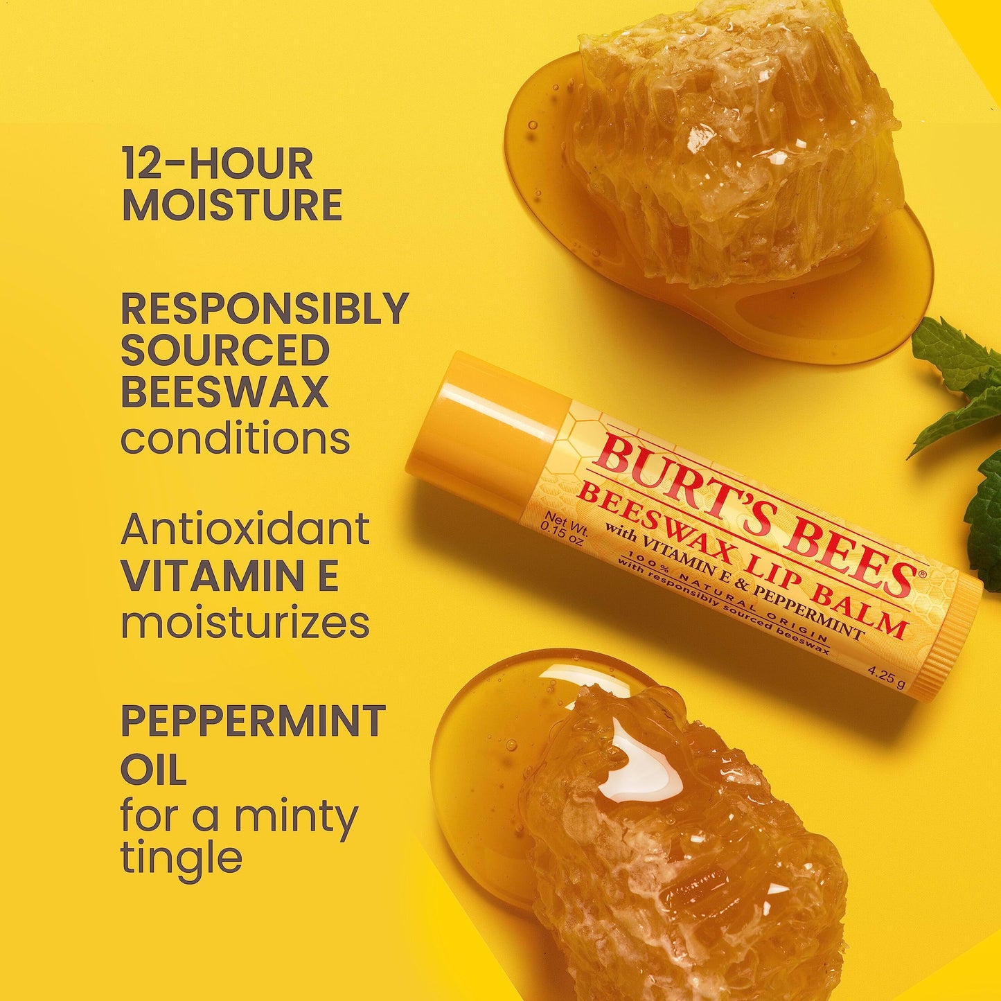 Burt's Bees Lip Balm - Original Beeswax, Lip Moisturizer With Responsibly Sourced Beeswax, Tint-Free, Natural Origin Conditioning Lip Treatment, 4 Tubes, 0.15 oz.-UPStoxs