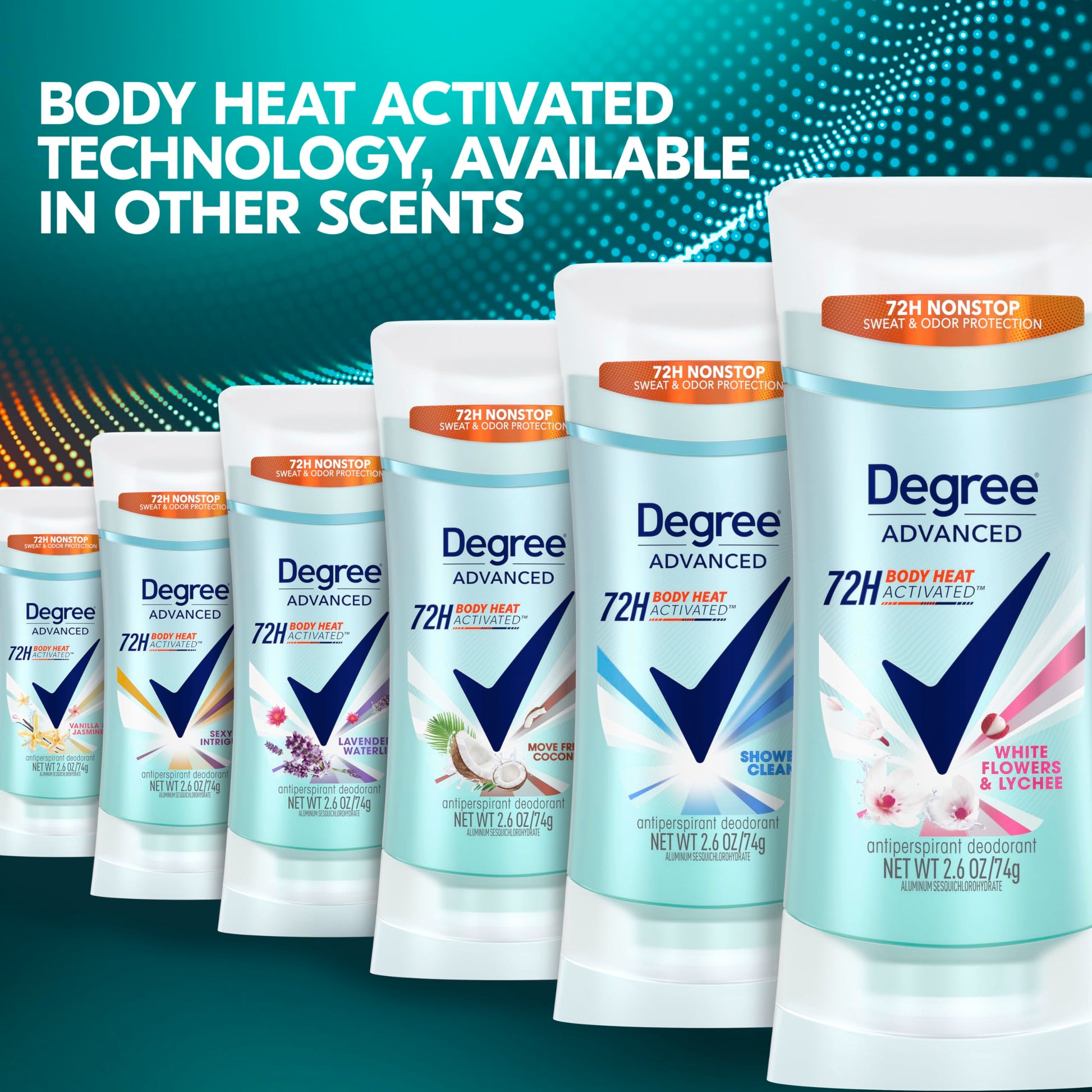 Degree Advanced Protection Antiperspirant Deodorant White Flowers & Lychee for 72-Hour Sweat & Odor Control for Women, with Body Heat Activated Technology, 2.6 oz-UPStoxs