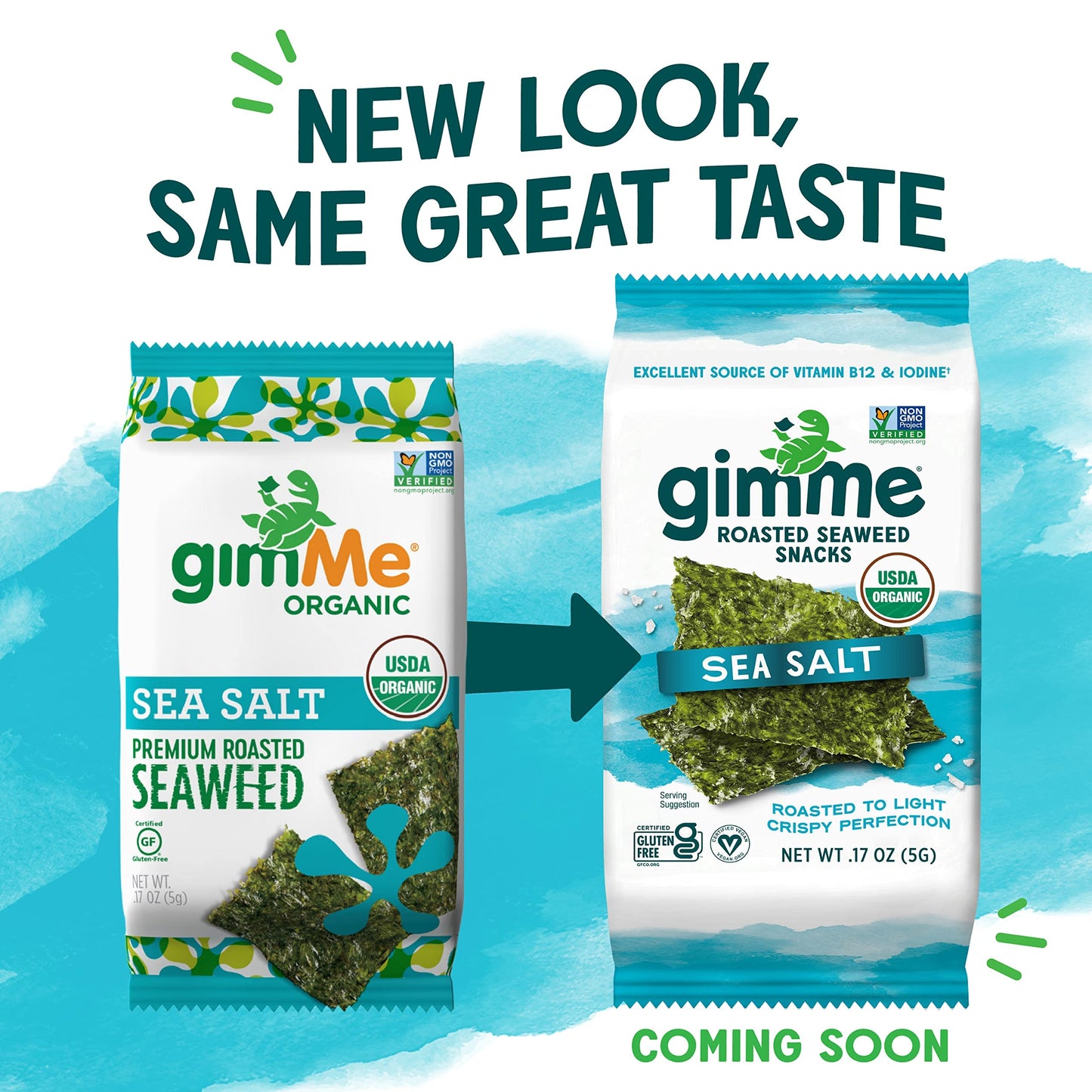 Gimme Seaweed - Sea Salt - 20 Count - Organic Roasted Seaweed Sheets - Keto, Vegan, Gluten Free - Great Source of Iodine & Omega 3’s - Healthy On-The-Go Snack for Kids & Adults-UPStoxs