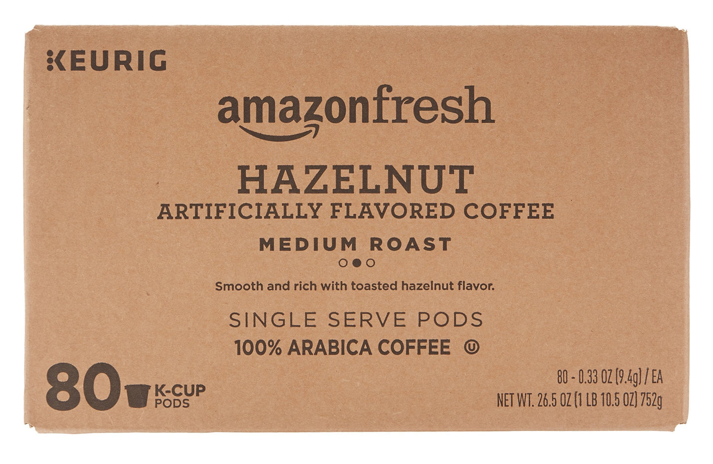 AmazonFresh 80 Ct. K-Cups, Hazelnut Flavored Medium Roast, Keurig K-Cup Brewer Compatible-UPStoxs