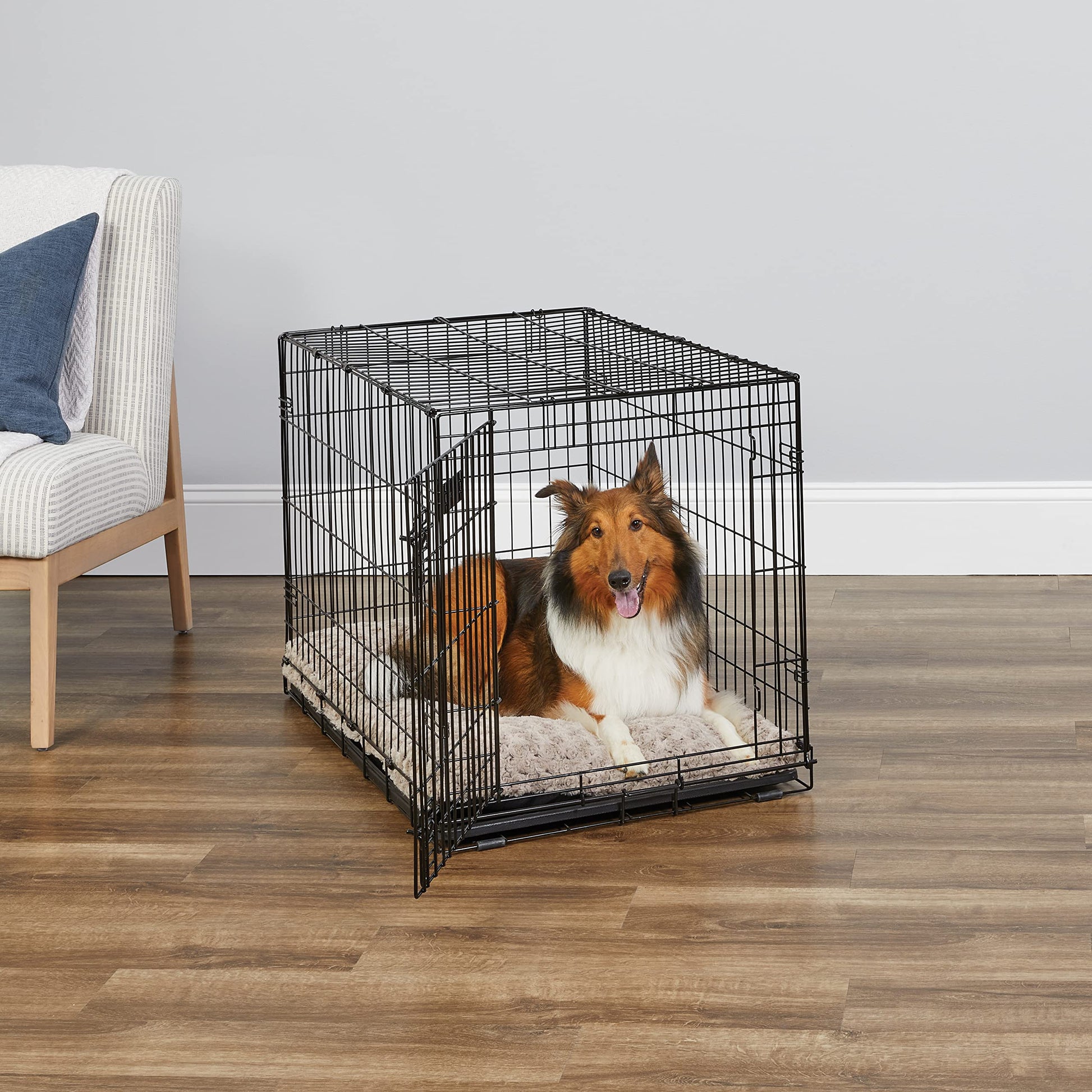 MidWest Homes for Pets Newly Enhanced Single Door iCrate Dog Crate, Includes Leak-Proof Pan, Floor Protecting Feet , Divider Panel & New Patented Features, Black-UPStoxs