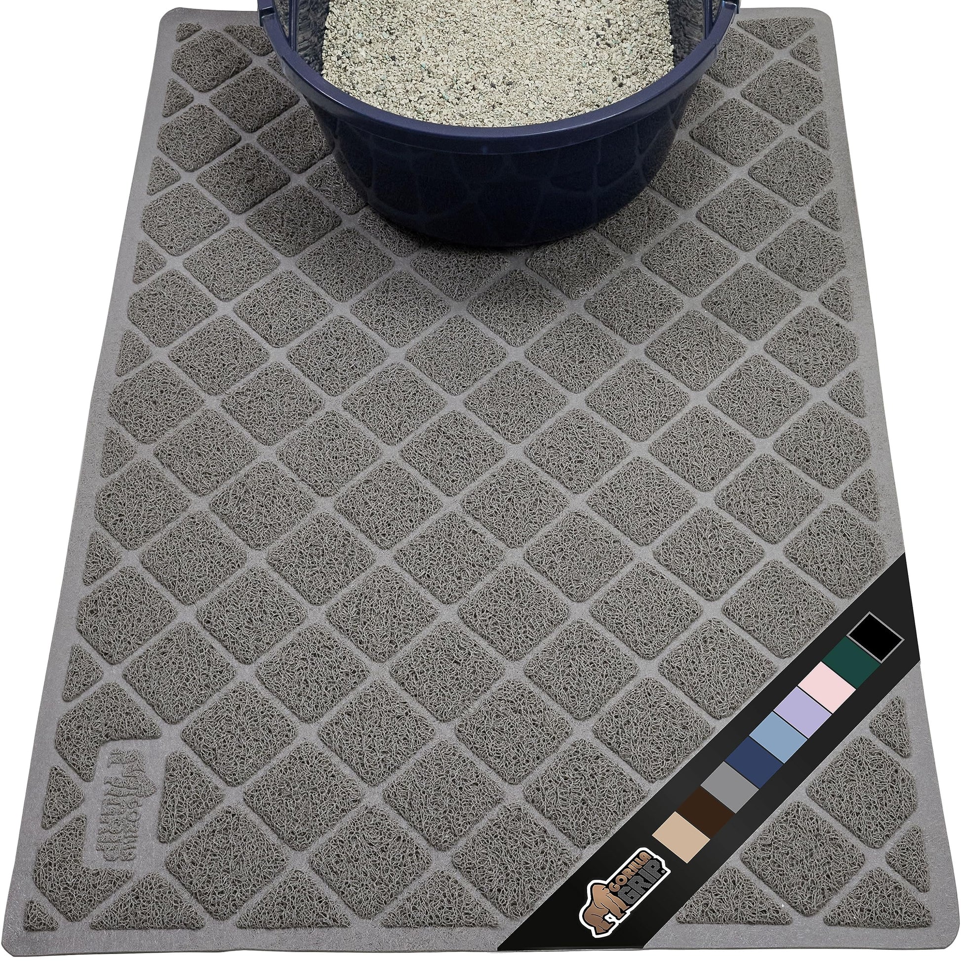 The Original Gorilla Grip Water Resistant Cat Litter Box Trapping Mat 35x23, Easy Clean, Textured Backing, Traps Mess for Cleaner Floors, Less Waste, Stays in Place for Cats, Soft on Paws, Gray-UPStoxs