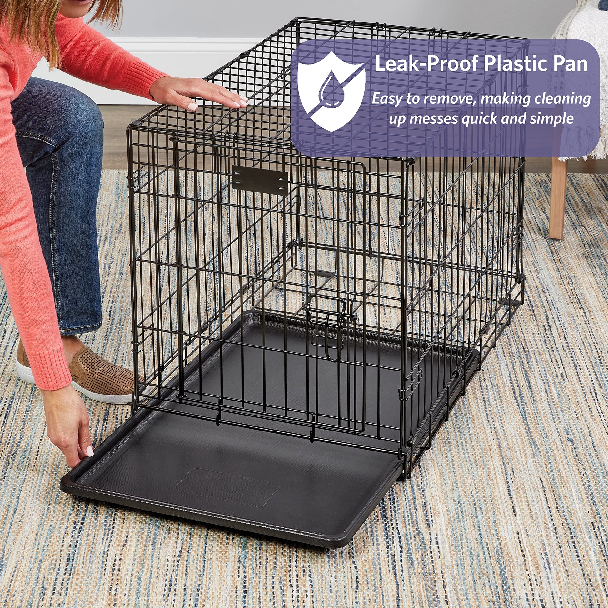 MidWest Homes for Pets Newly Enhanced Single Door iCrate Dog Crate, Includes Leak-Proof Pan, Floor Protecting Feet , Divider Panel & New Patented Features, Black-UPStoxs