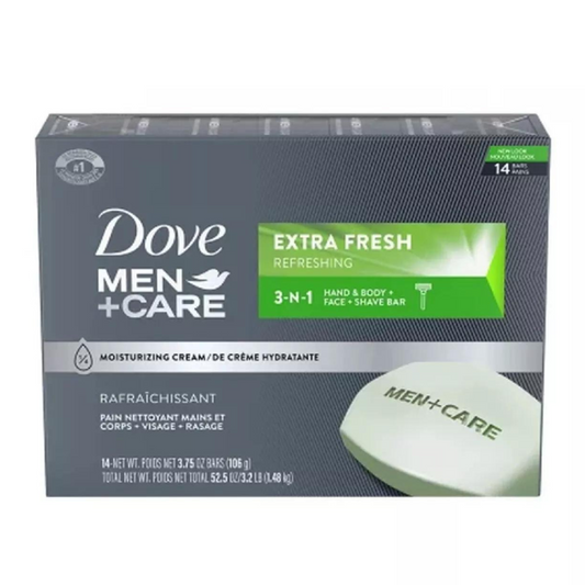 Dove Men+Care Body and Face Bar Soap, Extra Fresh, 3.75 oz., 14 ct.