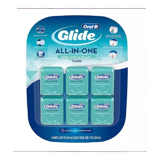 Oral-B Glide All-in-One Dental Floss, Brilliance Blast, 44 m, 6 pk.