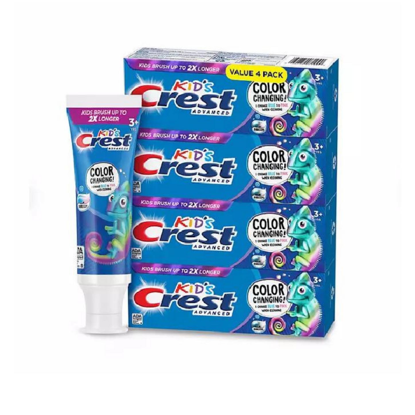 Crest Advanced Kid's Color Changing Fluoride Toothpaste, Bubblegum Flavor, 4.2 oz., 4 pk.