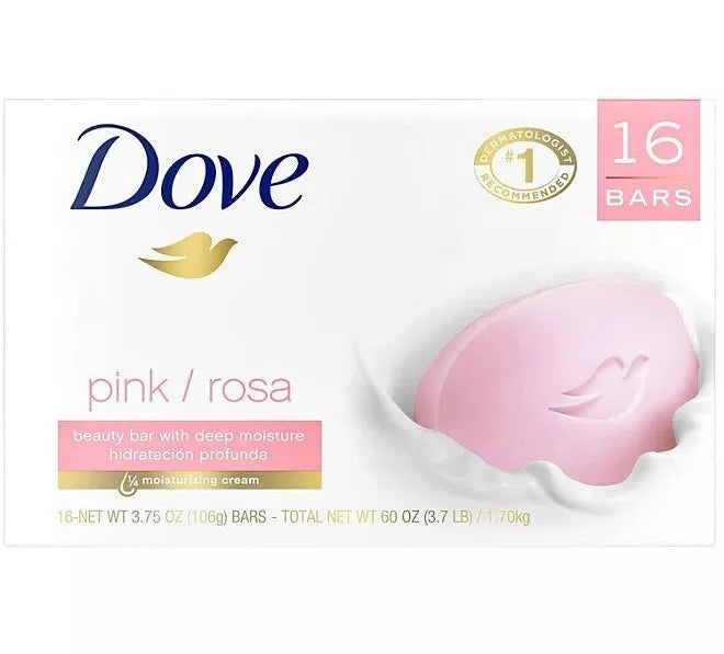 Dove Beauty Bar Soap, Pink, 3.75 oz., 16 ct.