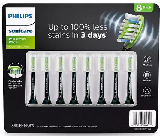 Philips Sonicare Premium Whitening Replacement Brush Heads, Black, 8 ct.