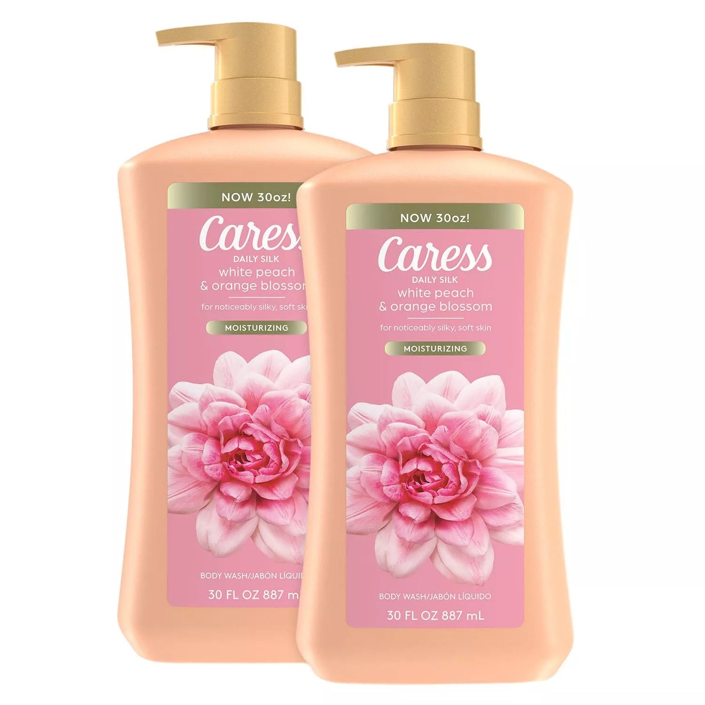 Caress Daily Silk Hydrating Body Wash, White Peach & Orange Blossom, 30 fl. oz., 2 pk.