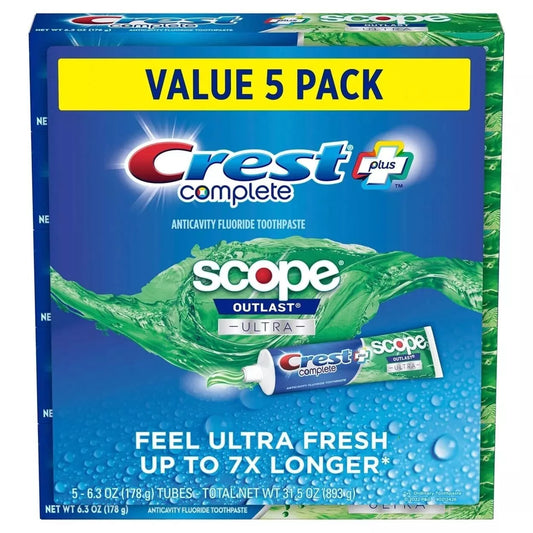 Crest Complete + Scope Outlast Ultra Toothpaste, 6.3 oz., 5 pk.