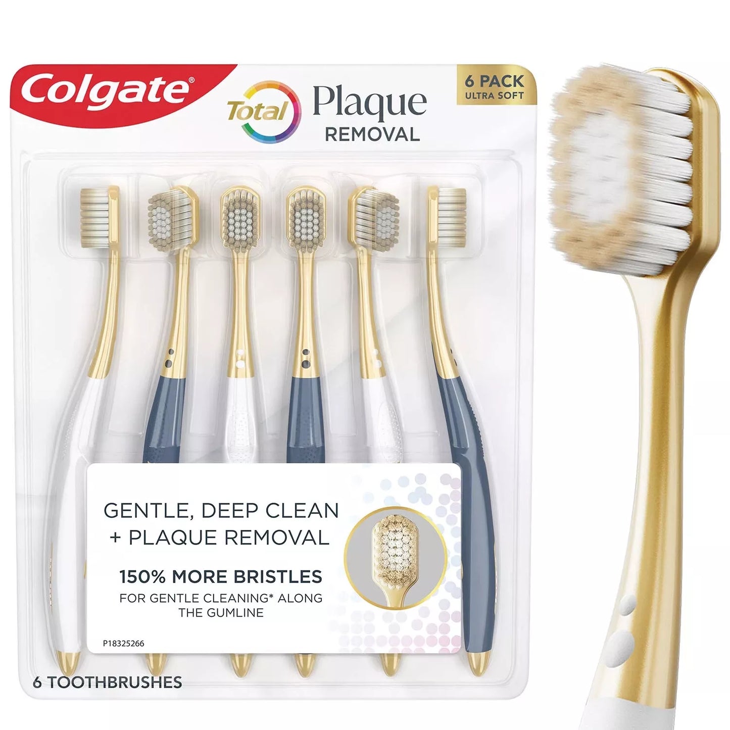 Colgate Total Plaque Removal Manual Toothbrush, Ultra Soft, 6 pk.