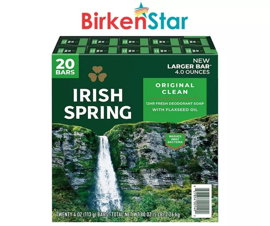 Irish Spring Bar Soap, Original Clean - 4 oz., 20 ct.