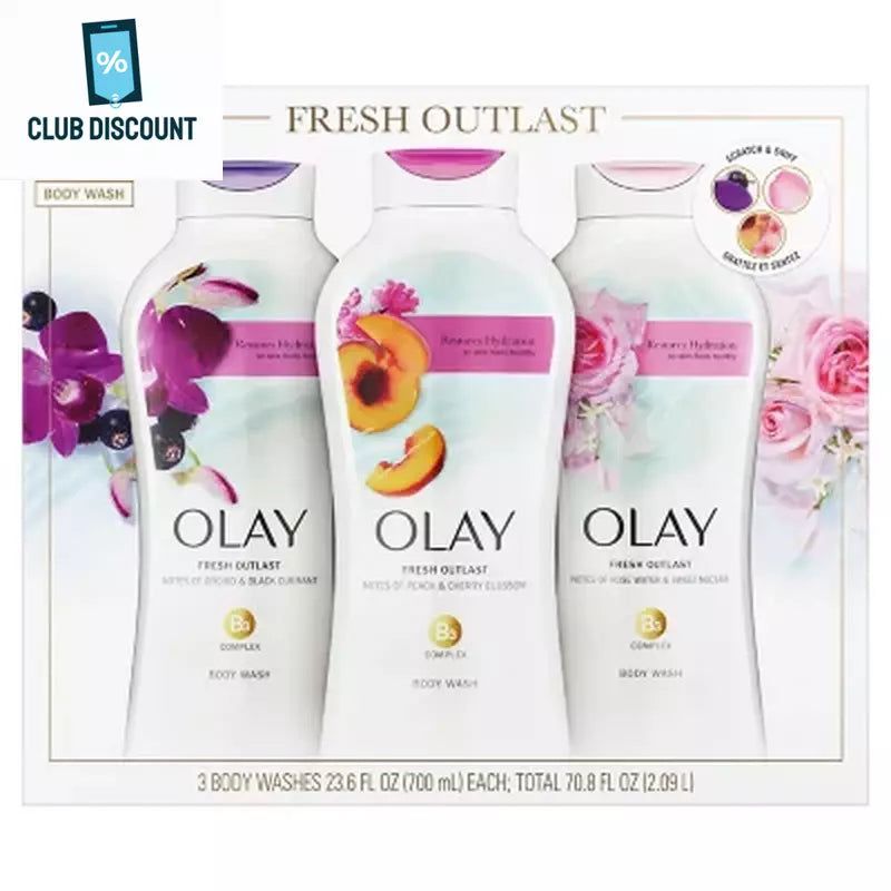 Olay Fresh Outlast Body Wash with Vitamin B3 Complex, 23.6 fl. oz., 3 pk.