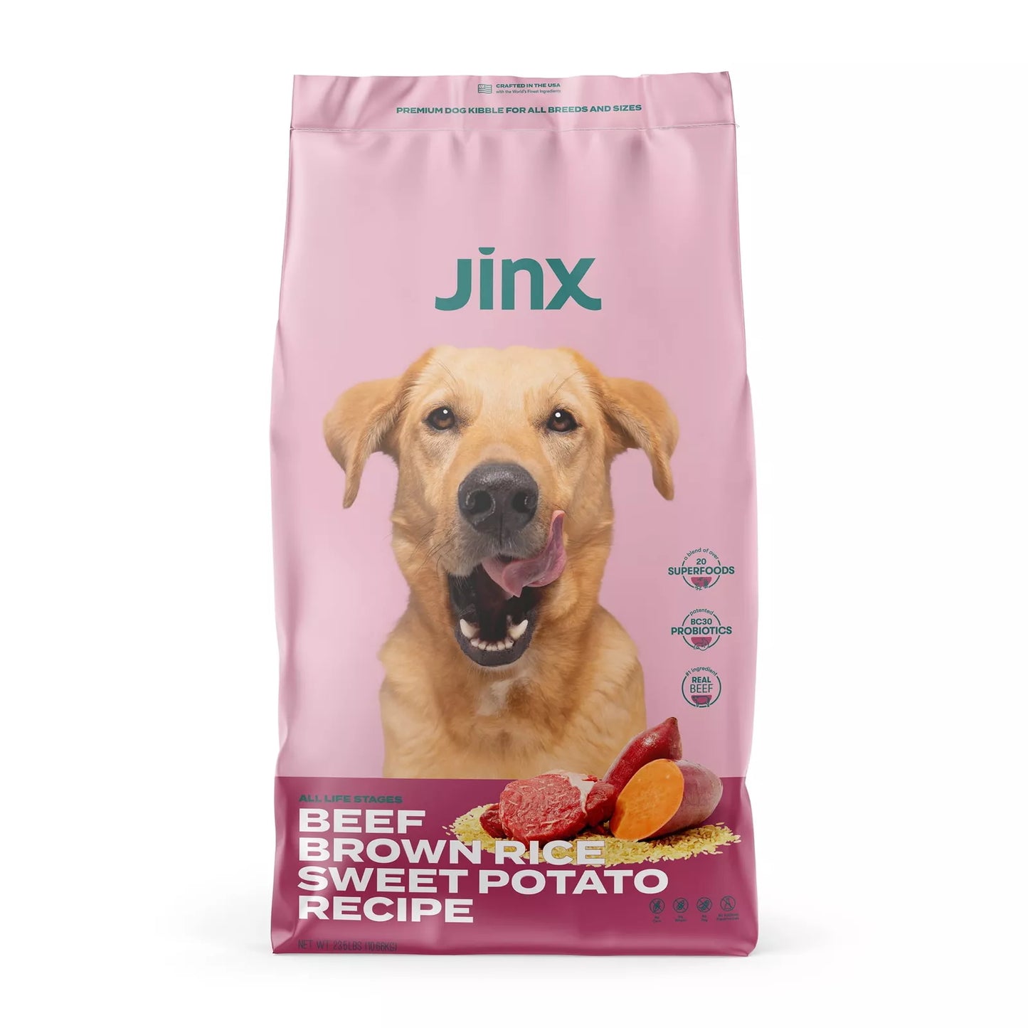 Jinx Dry Dog Food Beef, Brown Rice & Sweet Potato Recipe, 23.5 lbs.