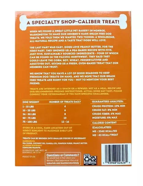 Member's Mark Grain-Free Dog Treat Biscuits, Peanut Butter Flavored, 80 oz.