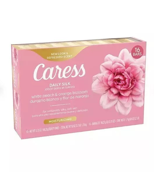 Caress Silkening Daily Silk Beauty Bar, White Peach & Orange Blossom, 3.75 oz., 16 ct.