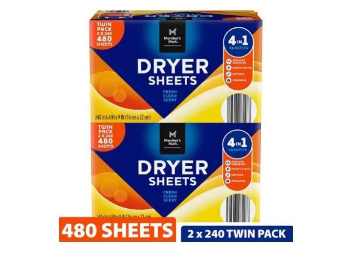 Member's Mark Fabric Softener Dryer Sheets 480 ct.