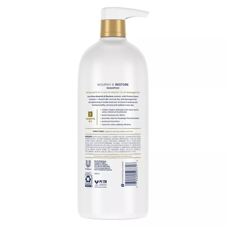 Dove Nourish & Restore 5-in-1 Shampoo, 33.8 fl. oz.