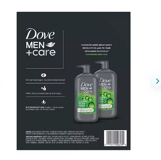 Dove Men+Care Body and Face Wash, Extra Fresh, 30 fl. oz., 2 pk.