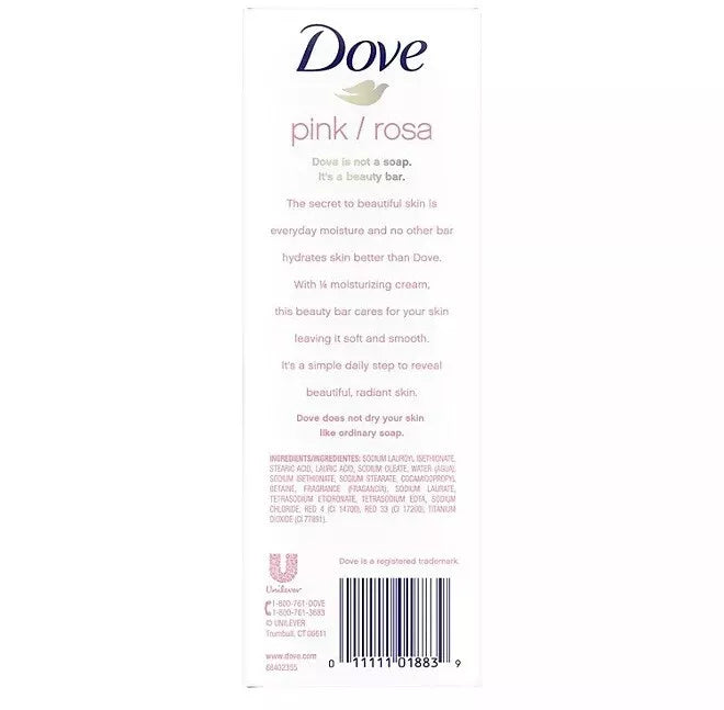 Dove Beauty Bar Soap, Pink, 3.75 oz., 16 ct.