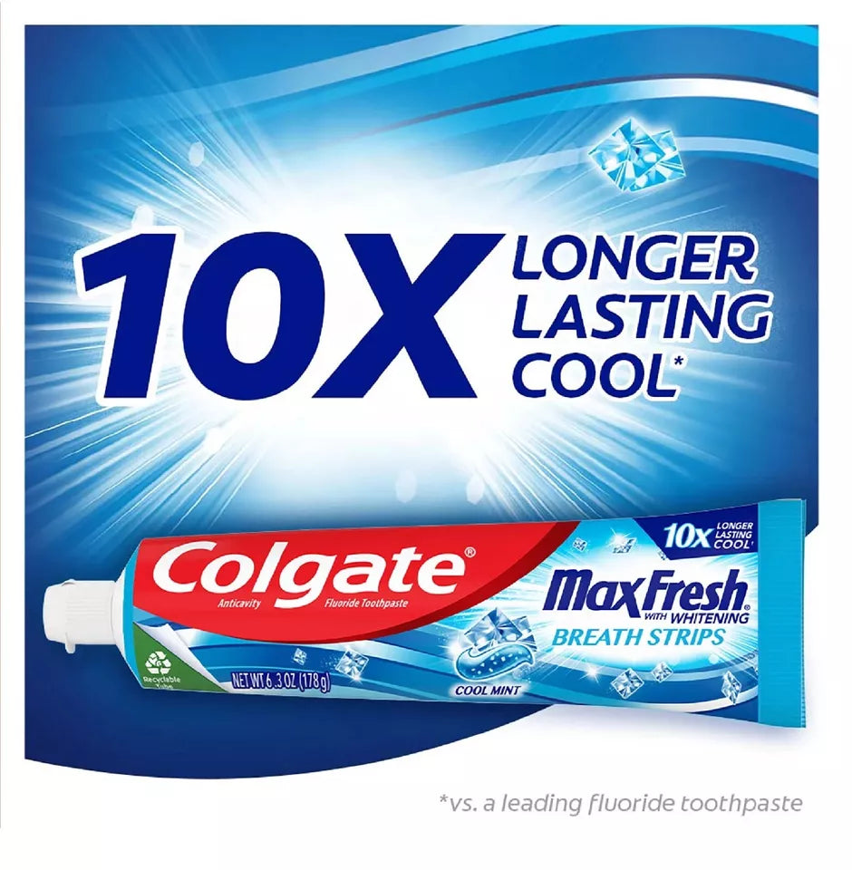 Colgate MaxFresh Toothpaste with Mini Breath Strips, Cool Mint, 7.3 oz., 5 pk