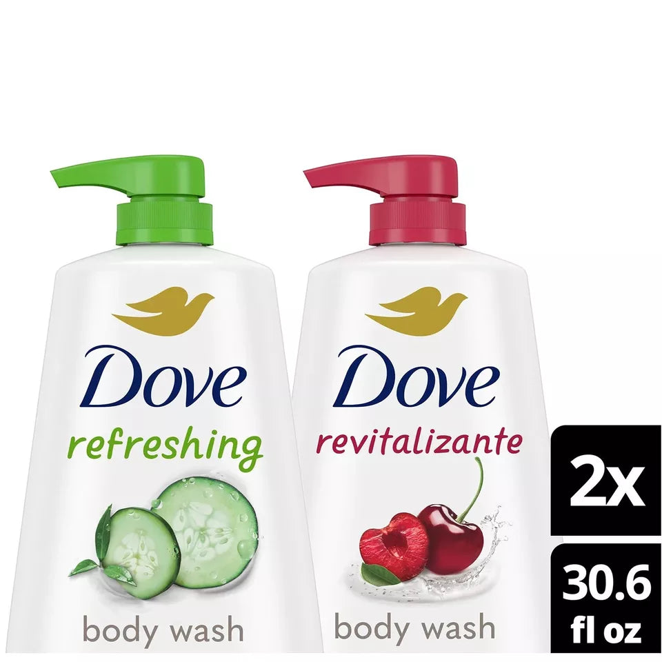 Dove Refreshing Body Wash, Cucumber Green Tea and Cherry Chia Milk, 30.6 fl. oz., 2 pk.