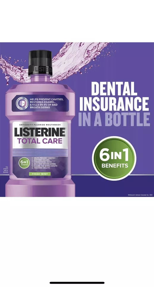 Listerine Total Care Mouthwash, Fresh Mint, 33.8 fl. oz., 3 pk.