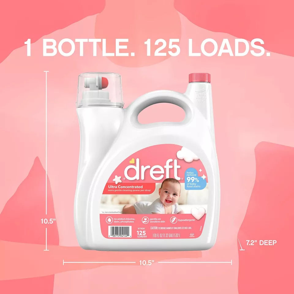 Dreft Baby Liquid Laundry Detergent, 125 loads, 170 fl. oz.