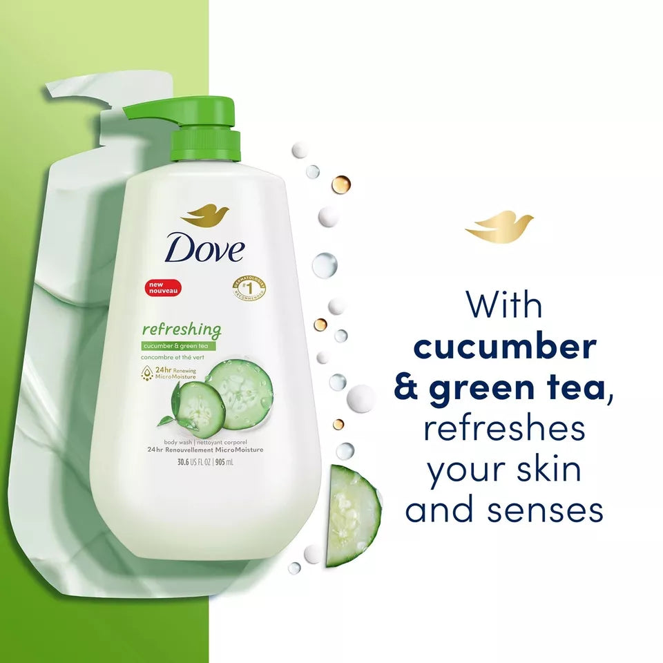 Dove Refreshing Body Wash, Cucumber Green Tea and Cherry Chia Milk, 30.6 fl. oz., 2 pk.