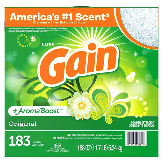 Gain Ultra Powder Laundry Detergent, Original 188 oz., 183 loads