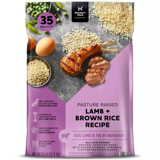 Member's Mark Pasture Raised Lamb + Brown Rice Recipe Dry Dog Food 35 lbs.