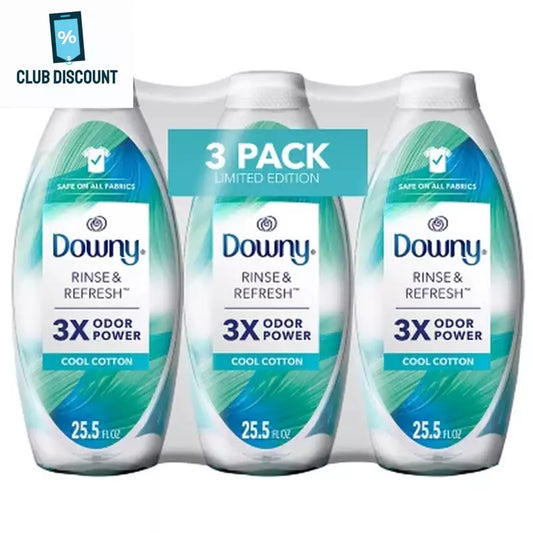 Downy Rinse & Refresh Laundry Fabric Rinse, Cool Cotton, 3 ct., 76.5 fl. oz.