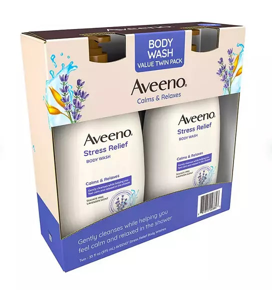 Aveeno Stress Relief Body Wash with Lavender & Chamomile, 33 fl. oz., 2 pk.