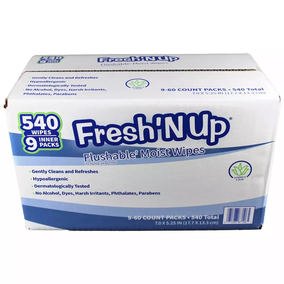 Fresh'N Up Flushable Wipes, Fresh Scent, 9 ct., 540 wipes