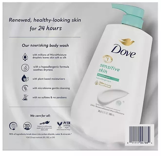 Dove Sensitive Skin Hypoallergenic Body Wash 30.6 fl. oz., 2 pk.