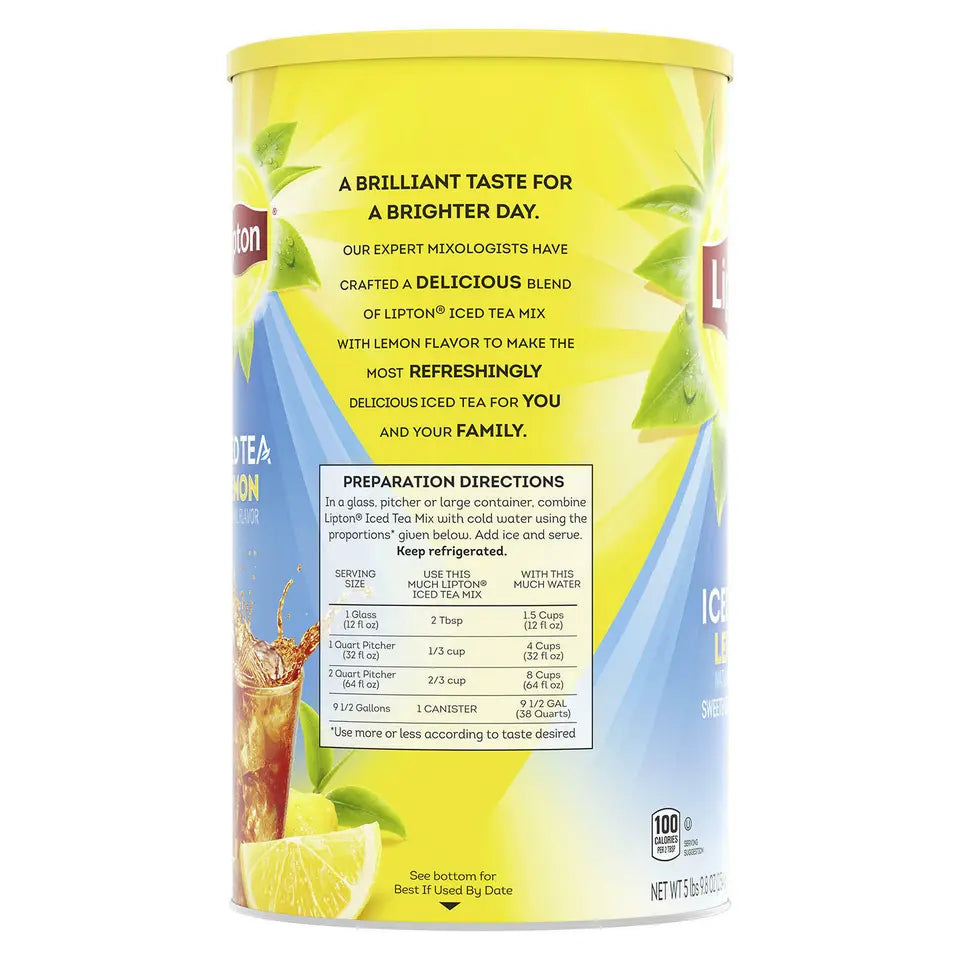 Lipton Sweetened Iced Tea Mix, Lemon, 89.8 oz.