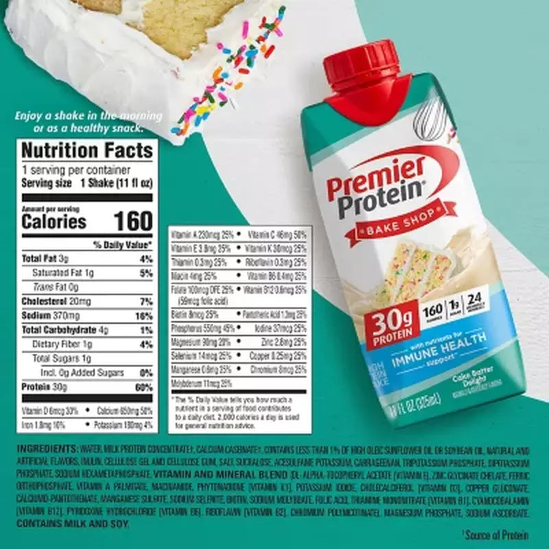 Premier Protein 30g High Protein Shake, Cake Batter Delight 11 fl. oz., 15 pk.