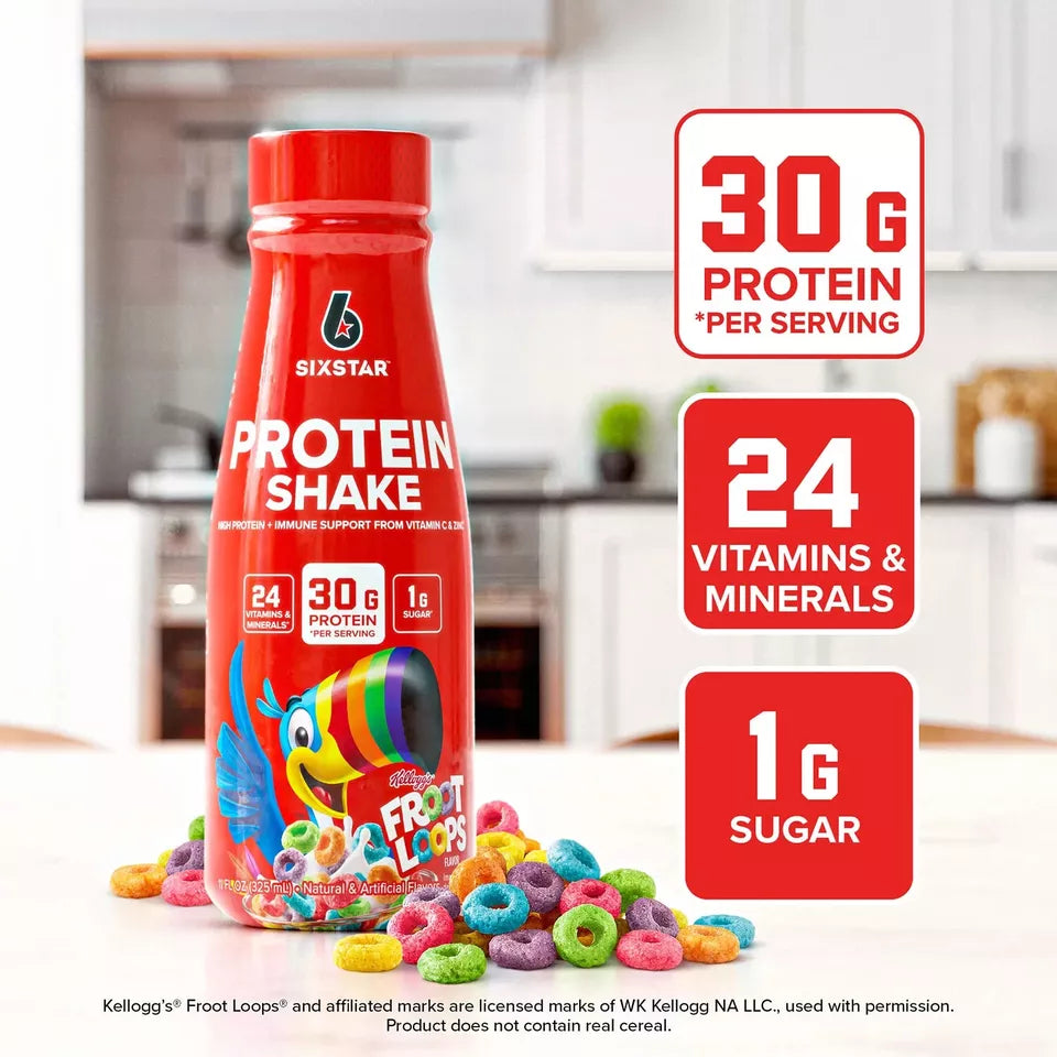 Six Star Kellogg's 30g Froot Loops Protein Shake, 11 fl. oz., 15 pk.